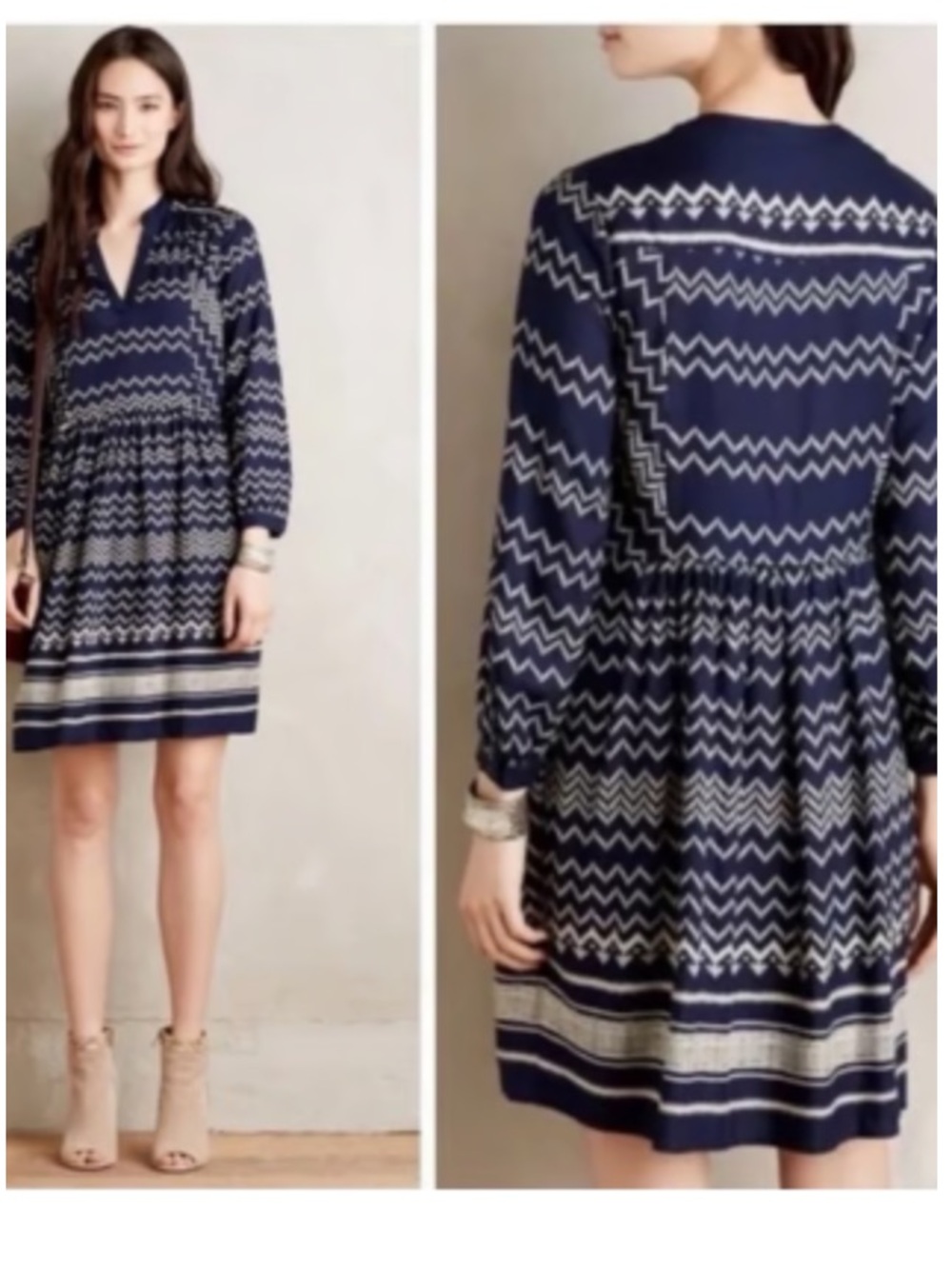 Anthropologie Holding Horses Long Sleeve Navy Dress MP
